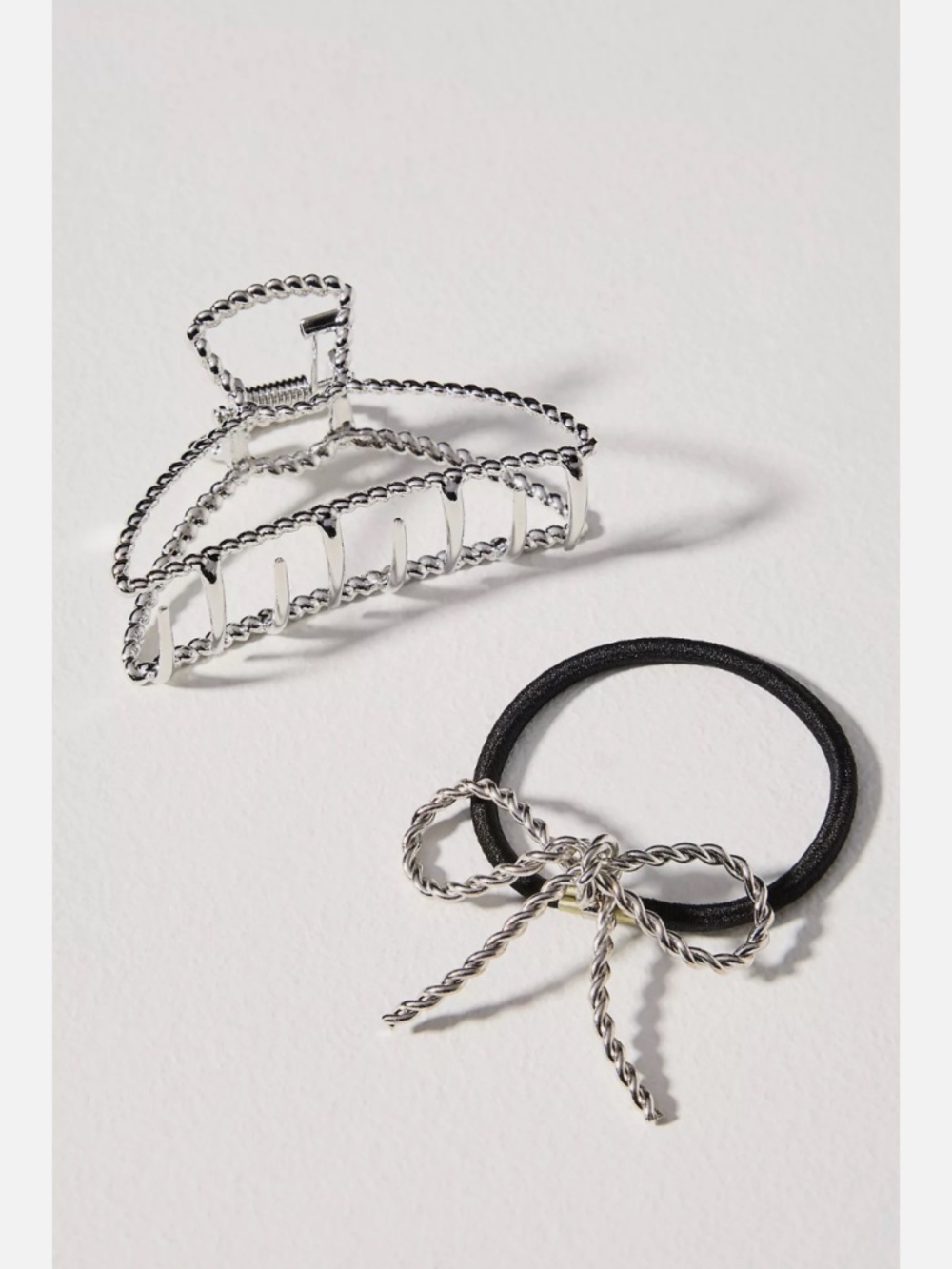 NWT ANTHROPOLOGIE BRAIDED METAL HAIR CLAW CLIP AND HAIR TIE SET